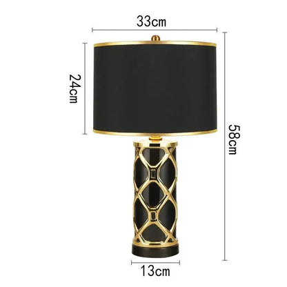 Lampe de Chevet Céramique Noir et Or