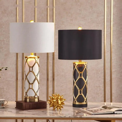 Lampe de Chevet Céramique Noir et Or