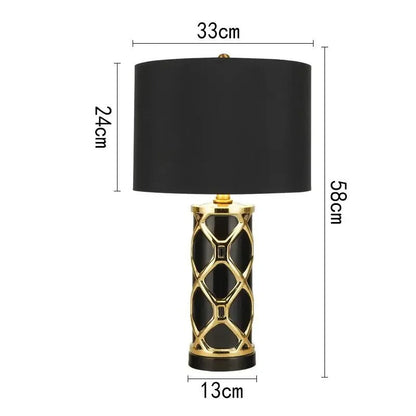 Lampe de Chevet Céramique Noir et Or