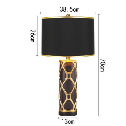 Lampe de Chevet Céramique Noir et Or