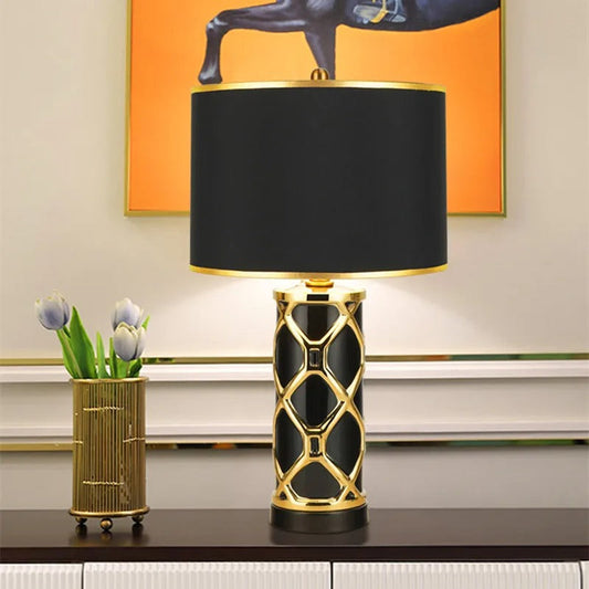 Lampe de Chevet Céramique Noir et Or