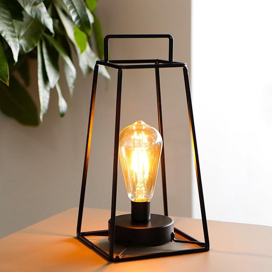 Lampe de chevet industrielle en fer noir avec minuterie