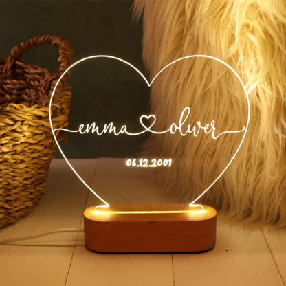 Lampe de chevet personnalisée avec prénom en acrylique