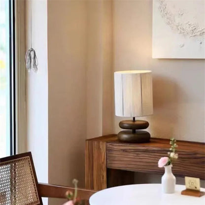 Lampe de Chevet Pied en Bois Massif et Corde de Chanvre