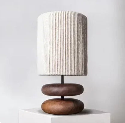 Lampe de Chevet Pied en Bois Massif et Corde de Chanvre