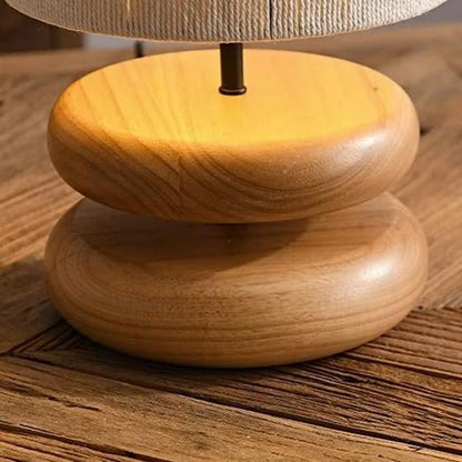 Lampe de Chevet Pied en Bois Massif et Corde de Chanvre