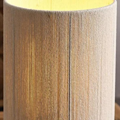 Lampe de Chevet Pied en Bois Massif et Corde de Chanvre
