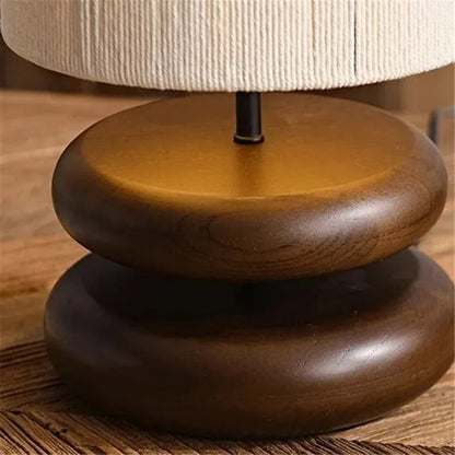 Lampe de Chevet Pied en Bois Massif et Corde de Chanvre