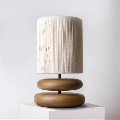 Lampe de Chevet Pied en Bois Massif et Corde de Chanvre