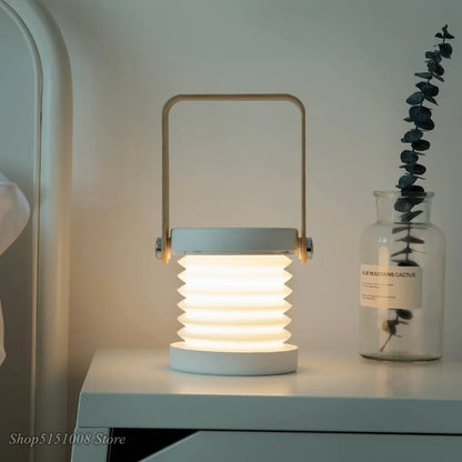 Lampe de Chevet Portable Pliable en Acrylique et Bois