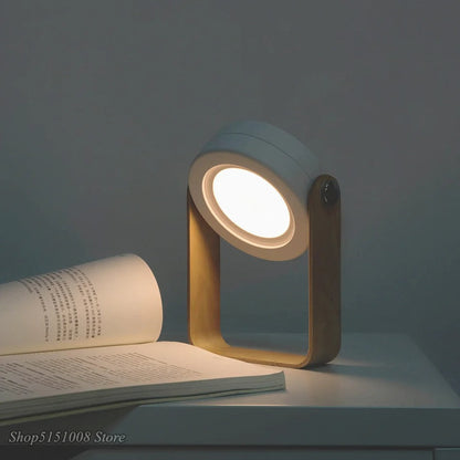 Lampe de Chevet Portable Pliable en Acrylique et Bois