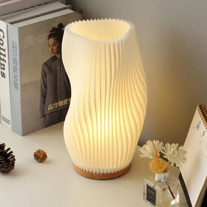 Lampe de Chevet Design en Bois et ABS – Blanc