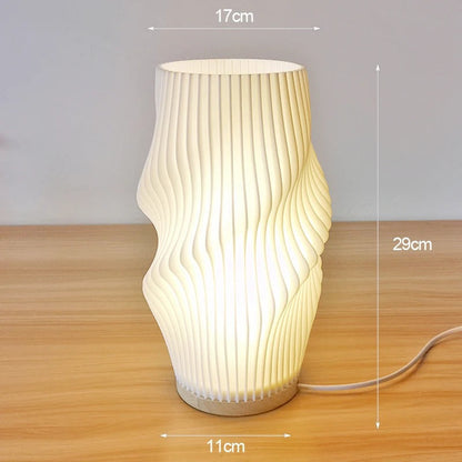 Lampe de Chevet Design en Bois et ABS – Blanc