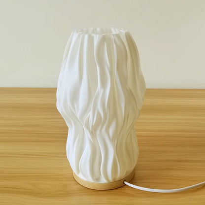Lampe de Chevet Design en Bois et ABS – Blanc