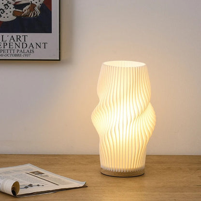 Lampe de Chevet Design en Bois et ABS – Blanc
