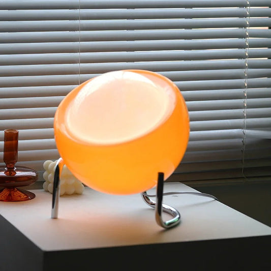 Lampe de Chevet Orange en Métal et Pierre de Verre
