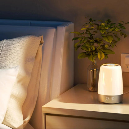 Lampe de chevet avec réveil et simulation lever de soleil