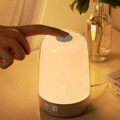 Lampe de chevet avec réveil et simulation lever de soleil