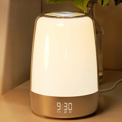 Lampe de chevet avec réveil et simulation lever de soleil