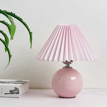 Lampe de Chevet Rose Poudré en Céramique et Tissu