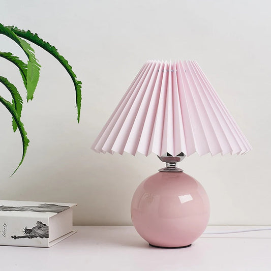 Lampe de Chevet Rose Poudré en Céramique et Tissu