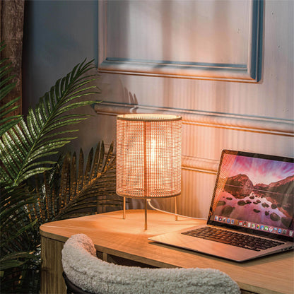 Lampe de chevet en rotin, bois et osier – Style bohème