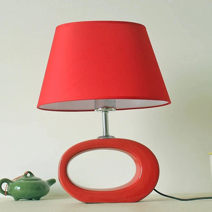 Lampe de Chevet Rouge en Céramique et Tissu