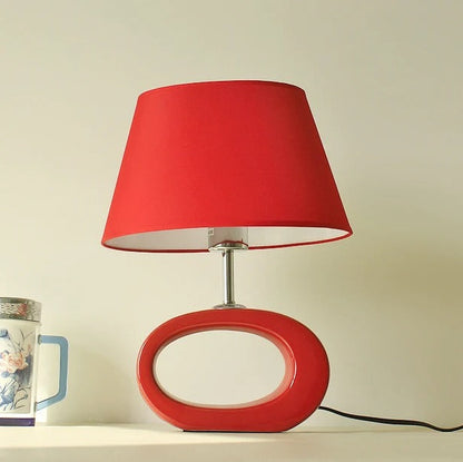 Lampe de Chevet Rouge en Céramique et Tissu