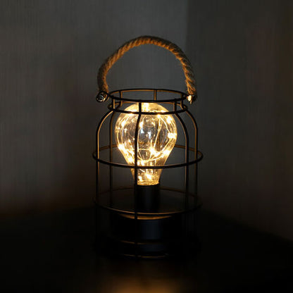 Lampe de Chevet Industrielle à Piles avec Poignée en Corde