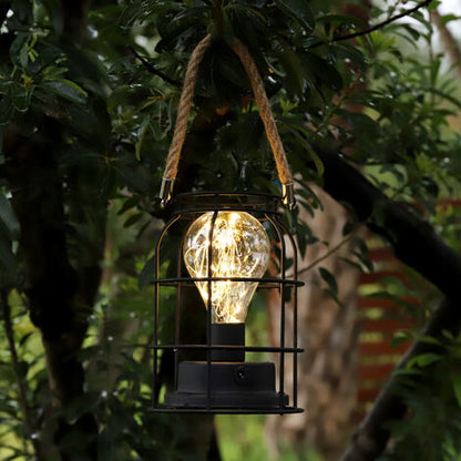 Lampe de Chevet Industrielle à Piles avec Poignée en Corde
