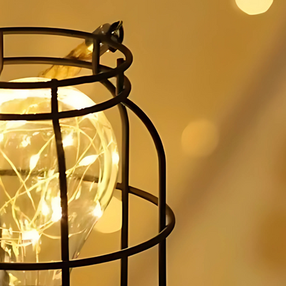Lampe de Chevet Industrielle à Piles avec Poignée en Corde