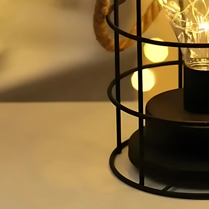 Lampe de Chevet Industrielle à Piles avec Poignée en Corde