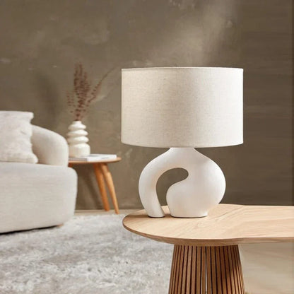 Lampe de Chevet Scandinave en Céramique et Tissu