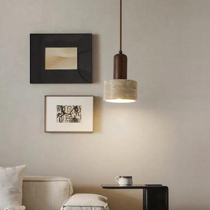 Lampe de Chevet Suspendue Travertin et Bois