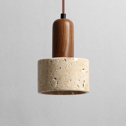 Lampe de Chevet Suspendue Travertin et Bois