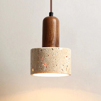 Lampe de Chevet Suspendue Travertin et Bois
