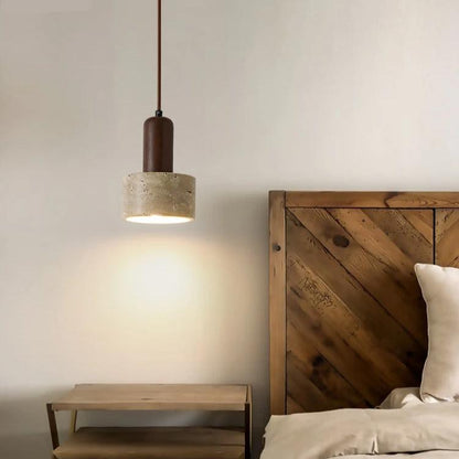 Lampe de Chevet Suspendue Travertin et Bois