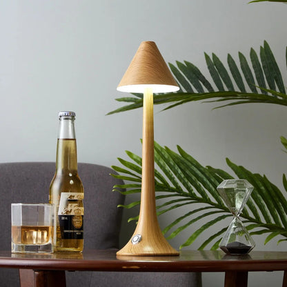 Lampe de Chevet en Bois Tactile Sans Fil Rechargeable