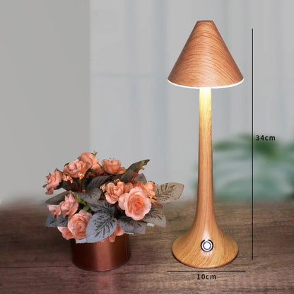 Lampe de Chevet en Bois Tactile Sans Fil Rechargeable