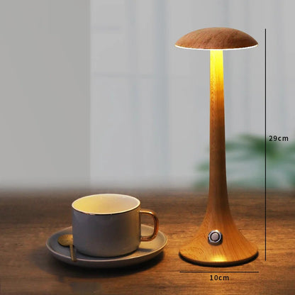 Lampe de Chevet en Bois Tactile Sans Fil Rechargeable