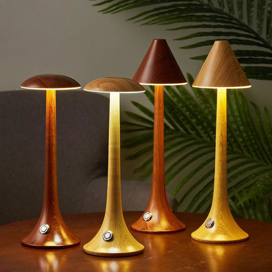 Lampe de Chevet en Bois Tactile Sans Fil Rechargeable