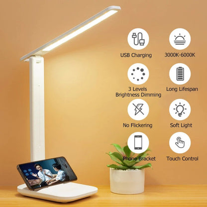 Lampe de Chevet Tactile LED avec Support Téléphone