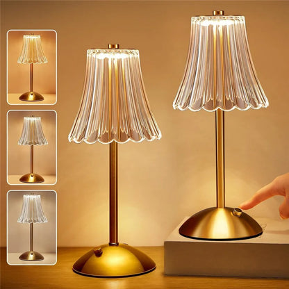 Lampe de Chevet Tactile Sans Fil Effet Cristal