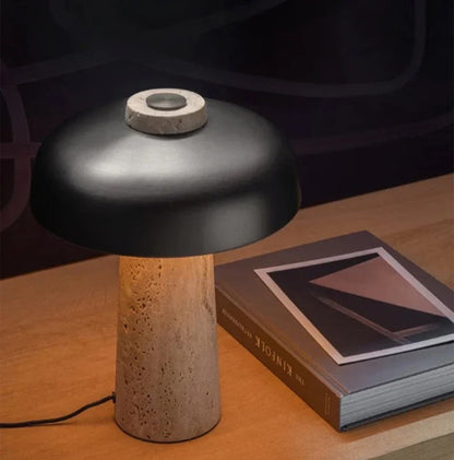 Lampe de Chevet en Travertin Naturel et Métal