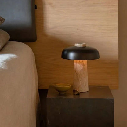 Lampe de Chevet en Travertin Naturel et Métal