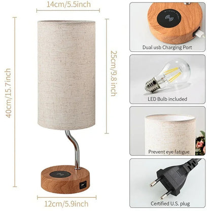 Lampe de Chevet USB avec Chargeur à Induction