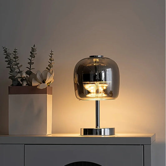 Lampe de Chevet en Verre et Métal – Design Épuré