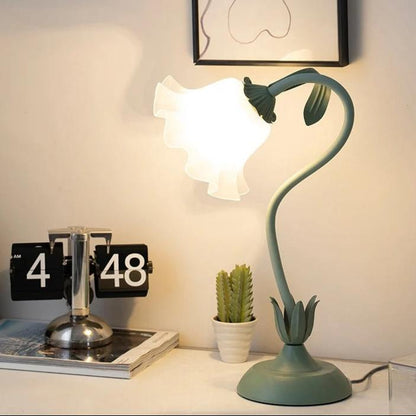Lampe de Chevet Vert Sauge au Design Floral