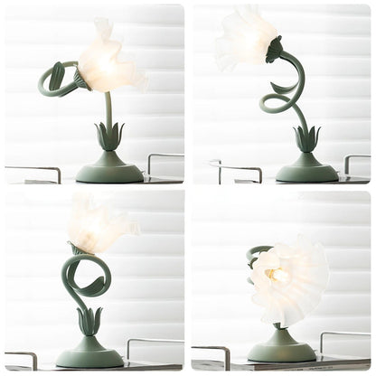 Lampe de Chevet Vert Sauge au Design Floral