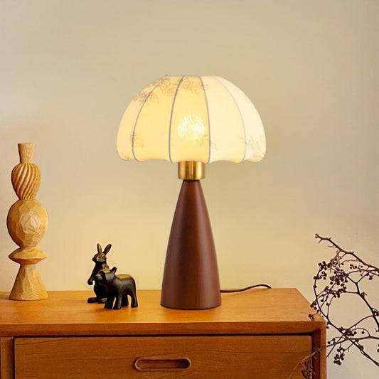 Lampe de Chevet Vintage en Bois et Abat-jour Tissu